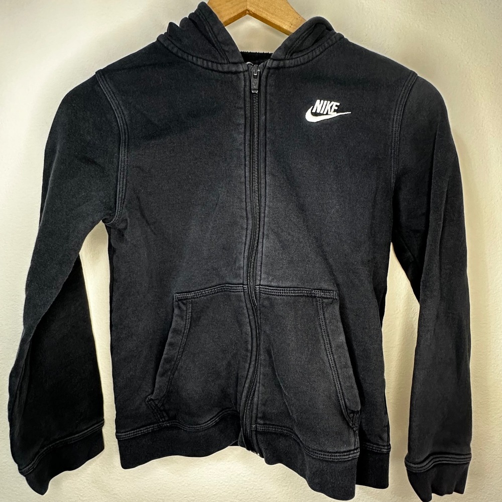Kids Nike Black Full Zip Hoodie Athletic Casual‎ Comfort Size M